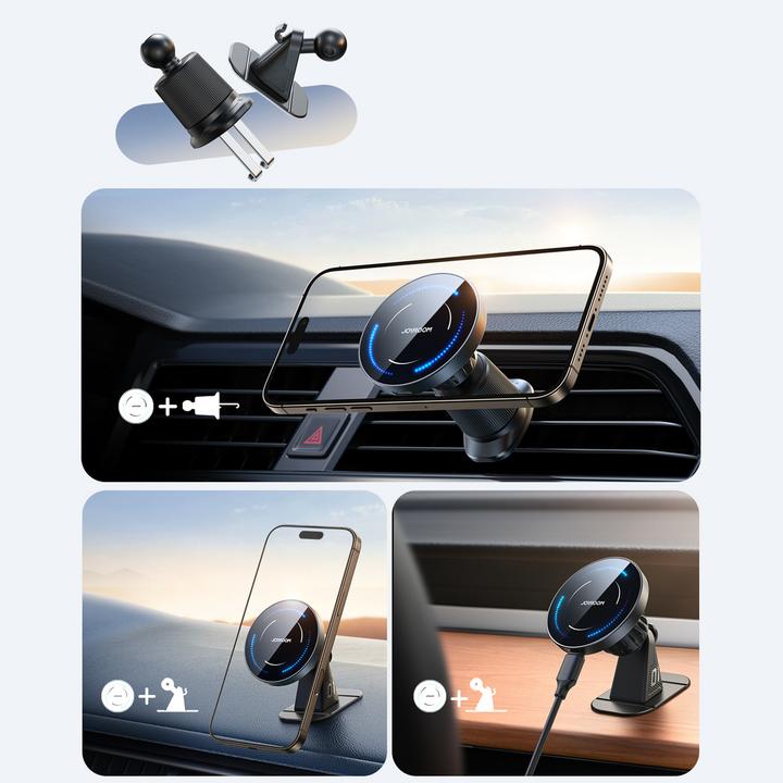 Immagine prodotto Joyroom Magsafe Mobile Holder with Wireless Charging for Car 15W - Black