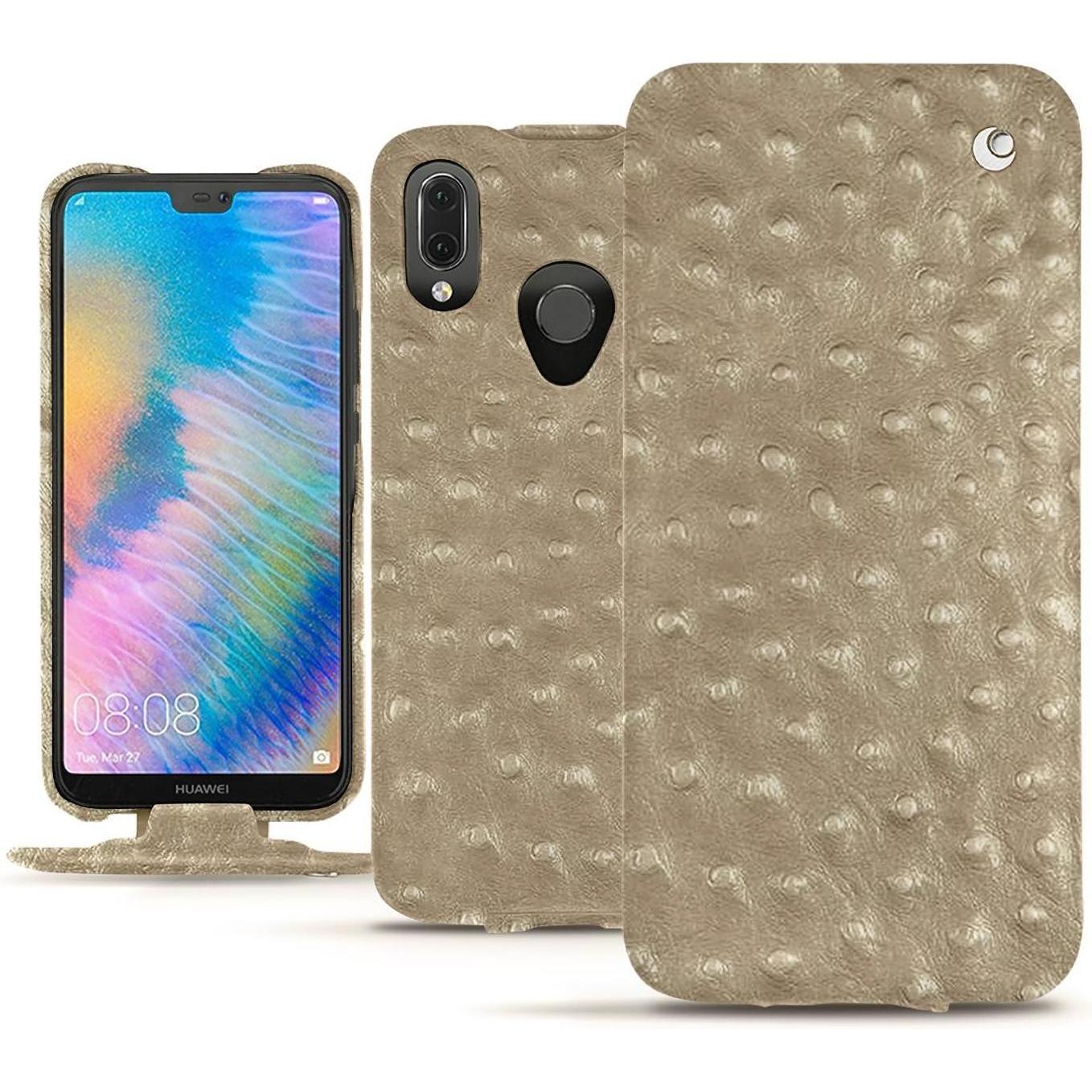 Noreve Lederschutzhülle vertikal (Huawei P20 Lite), Smartphone Hülle, Beige
