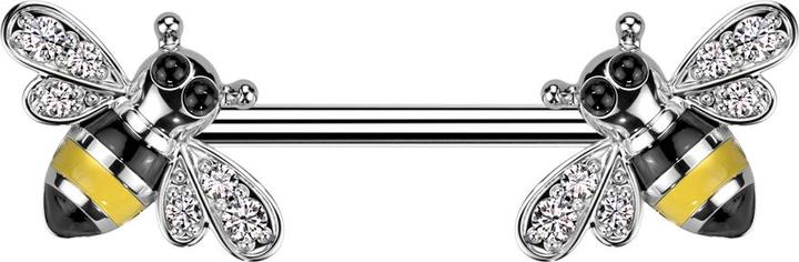 Immagine prodotto Star Piercing Barbell silber Biene Kristalle silber (Ottone, Acciaio chirurgico 316L)