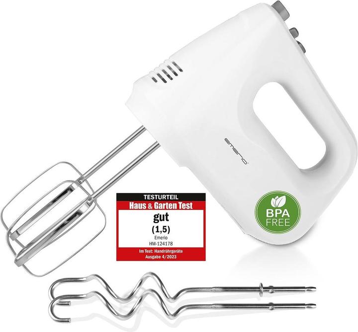 Actual product image Emerio Hand mixer with dough hook, Slow Start function, Turbo (250 W)