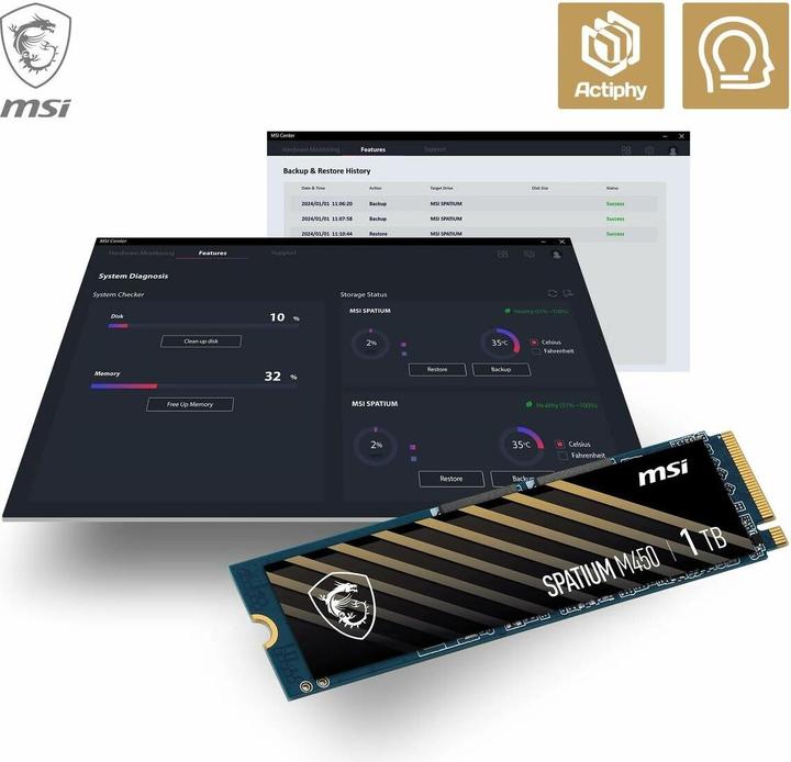 Produktbild MSI Spatium M450 (1000 GB, M.2 2280)
