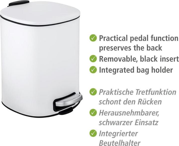 Actual product image Wenko Alassio Waste Bin 5.0 l white (5 l)