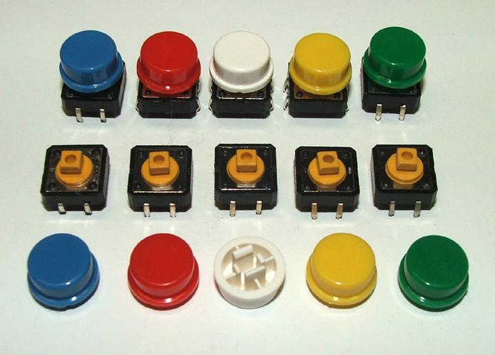 Actual product image Play-Zone 10 pcs. Circuit board switch 12 x 12 with cap (5 colours Ã 2 pcs. (Circuit board)