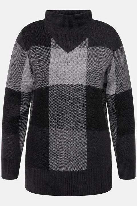 Produktbild Ulla Popken Pullover, Karomuster, Stehkragen, Langarm (54)