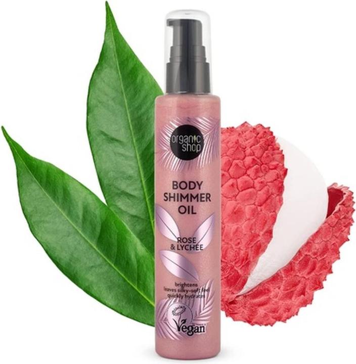 Produktbild Organic Shop Rose & Lychee Body Shimmer Oil 100ml (Körperöl, 100 ml)