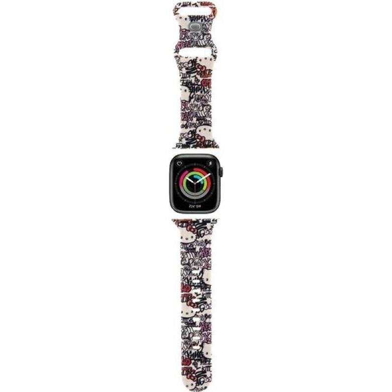 Hello Kitty Pasek HKAWMSDGPTE Apple Watch 38/40/41mm beżowy/beige strap Silicone Tags Graffiti (Edelstahl, Silikon) (1696244904)