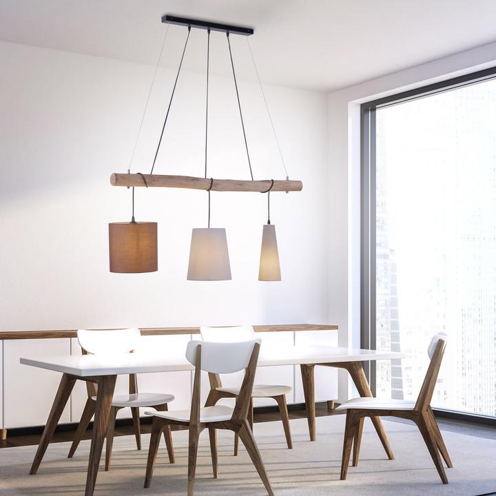 Actual product image Just Light Pendellampe DAMIAN Holz (E27)