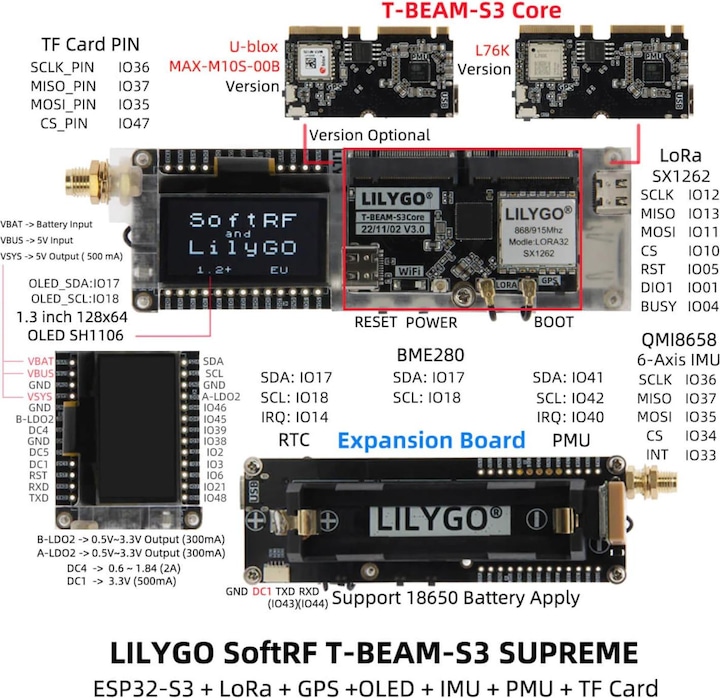 Immagine prodotto Lilygo T-Beam SUPREME Meshtastic ESP32-S3 868mhz Modulo Lora con GPS