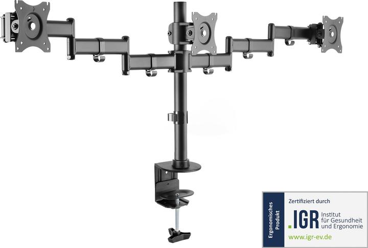 Digitus Dreifach Monitor Ständer mit Klemmbefestigung (Tisch, 27")