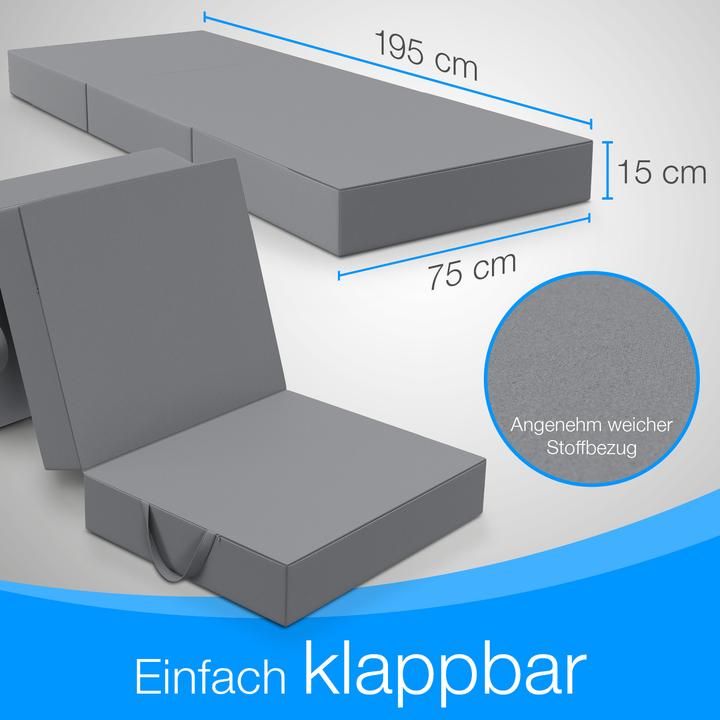 Produktbild Bestschlaf Klappmatratze, 3-teilige Faltmatratze, Reisebett, Gästematratze (75 x 195 cm, Schaumstoffkern)