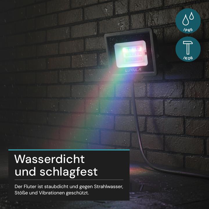 Produktbild Luxula RGB LED-Fluter LX400181, 20W, IP65, schwarz, mit Fernbedienung (IP65)