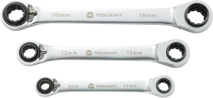 Toolcraft Doppel-Ratschenringschlüssel-S (19 mm, 16 mm, 11 mm, 12 mm, 8 mm, 15 mm)