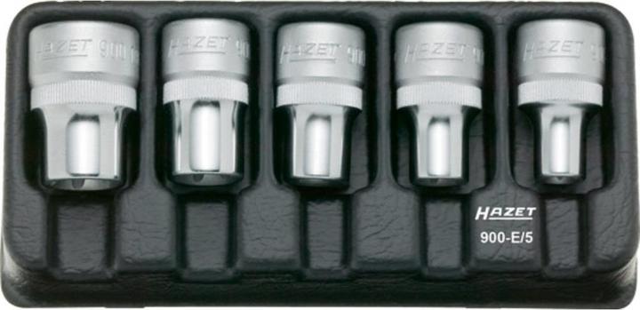Produktbild HAZET TORX Steckschlüssel Satz ∙ 1/12 900-E/5 ∙ Vierkant12,5 mm (1/2 Zoll) ∙ Aussen TORX Profil ∙ …