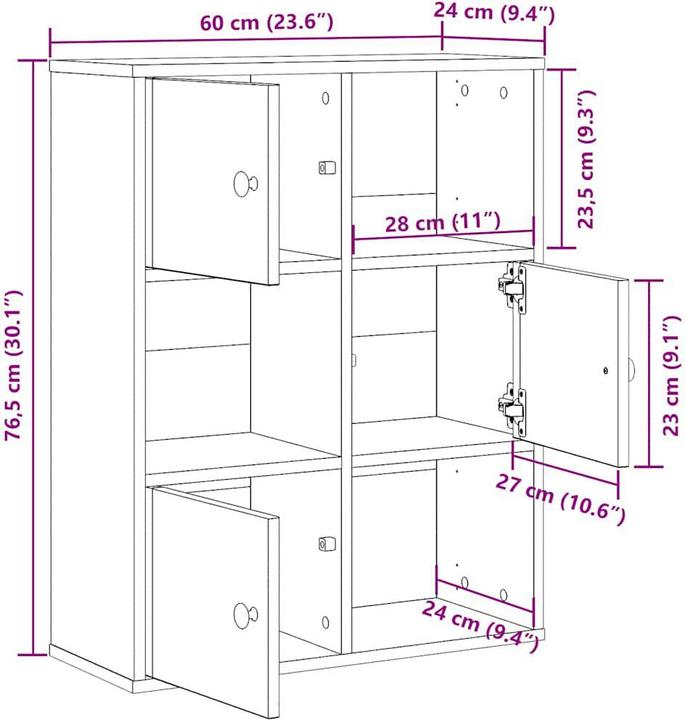 Produktbild vidaXL Malchy (60 x 24 x 76.50 cm)