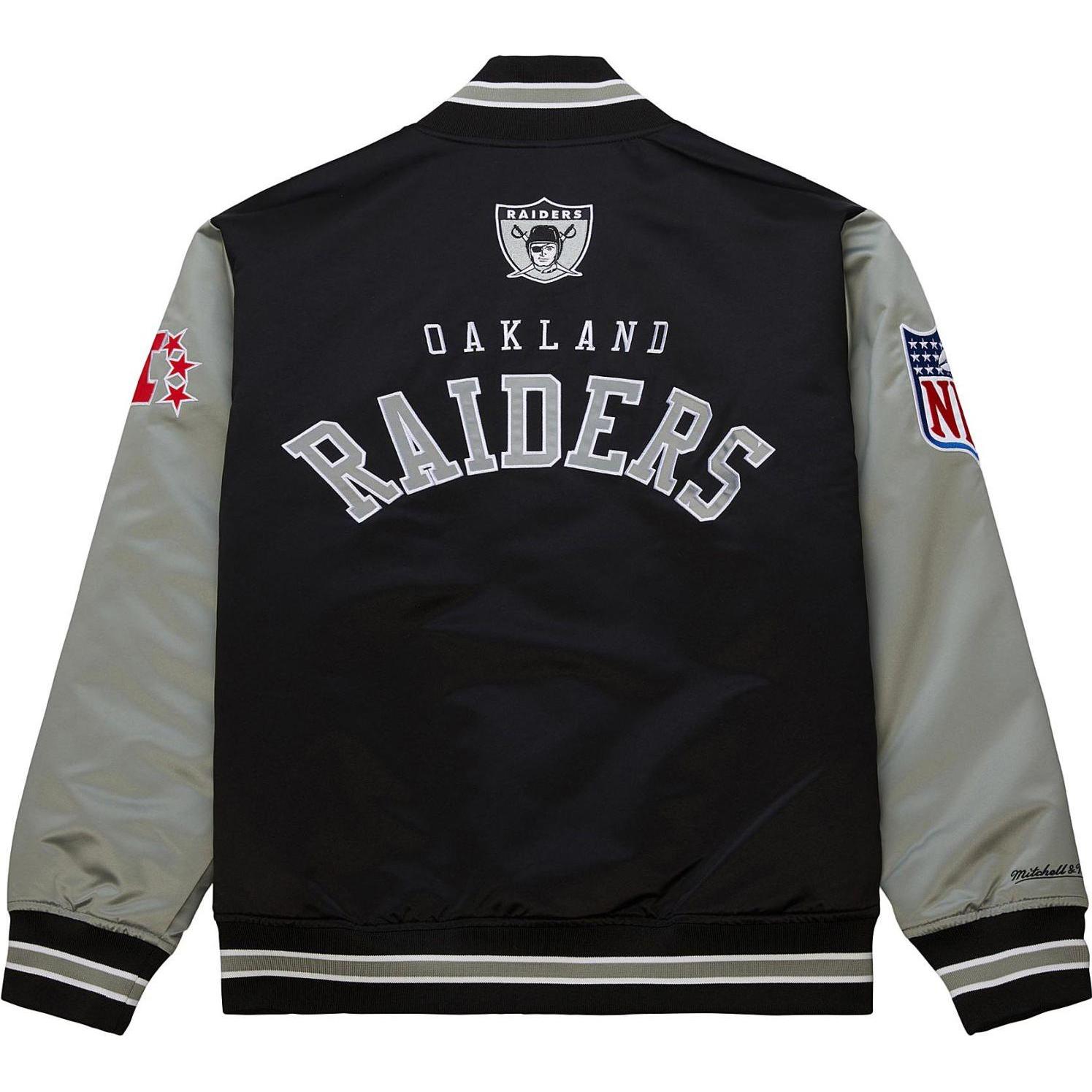 Thumbnail - Mitchell & Ness, Herren, Jacke, M&N Heavyweight Satin Jacke NFL Oakland Raiders - M (M), Schwarz, M
