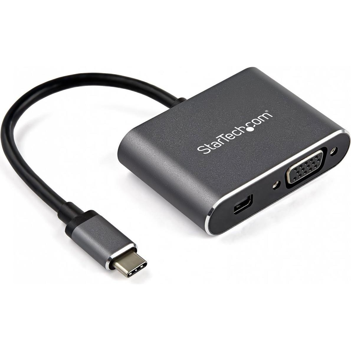 StarTech USB-C Multiport Adapter - Mini DisplayPort oder VGA (USB Typ-C, 1524 cm), Data + Video Adapter, Grau