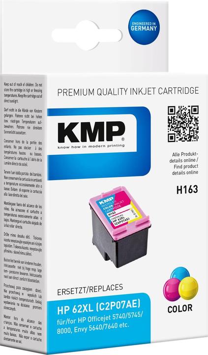 Immagine prodotto KMP Cartuccia d'inchiostro H163 a 3 colori compatibile con HP C2P07AE 62 XL (M, C, Y)