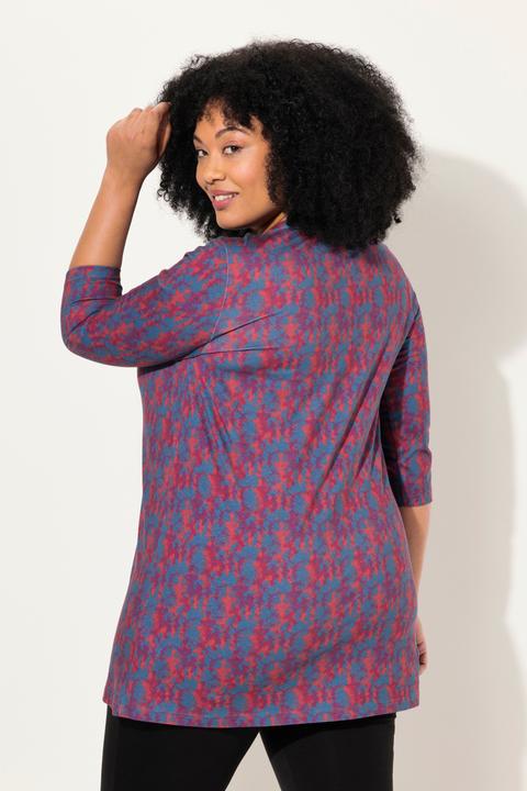 Produktbild Ulla Popken Longshirt, Batikmuster, A-Linie, V-Ausschnitt, 3/4-Arm (58)