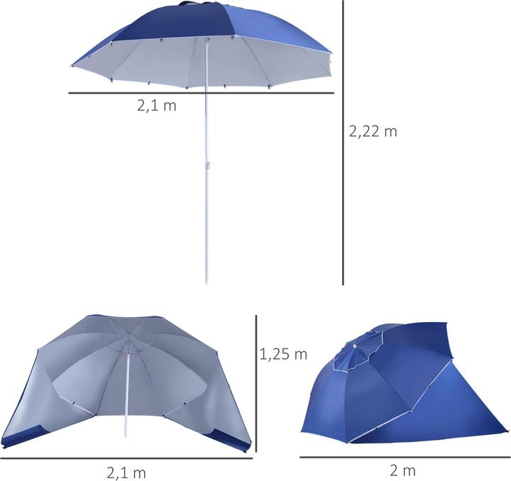 Actual product image Outsunny Beach Umbrella and Beach Tent 2 in 1 (2.10 m)