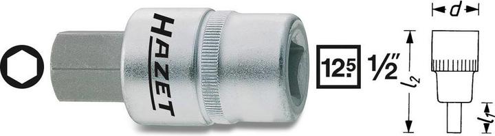 Produktbild HAZET Schraubendreher-Steckschlüsseleinsatz 986-5 ∙ Vierkant12,5 mm (1/2 Zoll) ∙ Innen Sechskant Pr… (5 mm)