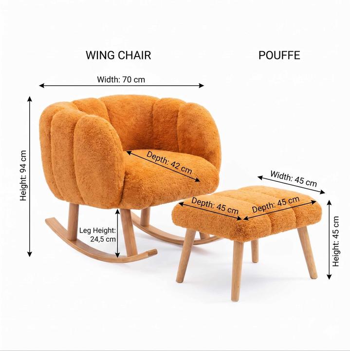 Produktbild Atelier del Sofa Lotus Wing Chair & Pouffe Set (2 Pieces)