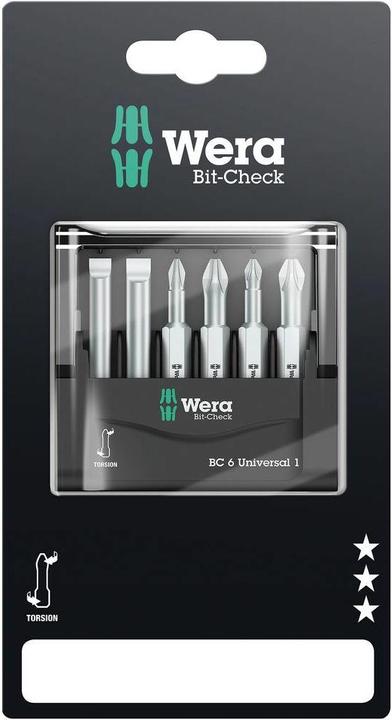 Actual product image Wera Bit-Check 6 Universal 1 SB (Cross Pozidriv PZ)