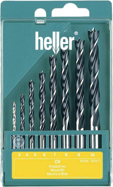 Image du produit Heller Jeu de forets hélicoïdaux pour bois 8 pièces (3 mm, 4 mm, 5 mm, 6 mm, 7 mm, 8 mm, 9 mm, 10 mm)