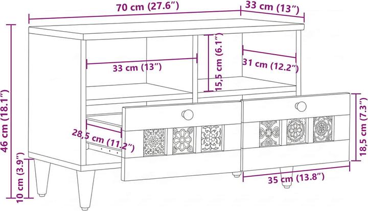 Produktbild vidaXL Moderner TV-Schrank (70 x 33 x 46 cm)