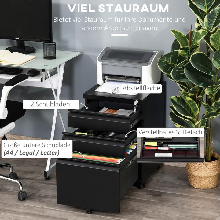 Produktbild Vinsetto Rollcontainer mit Schubladen und Ablagefläche (39 x 48 x 60 cm)