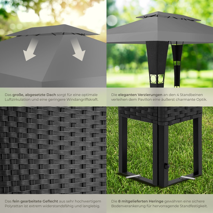 Image du produit tectake Pavillon de jardin en rotin (400 cm, 300 cm)