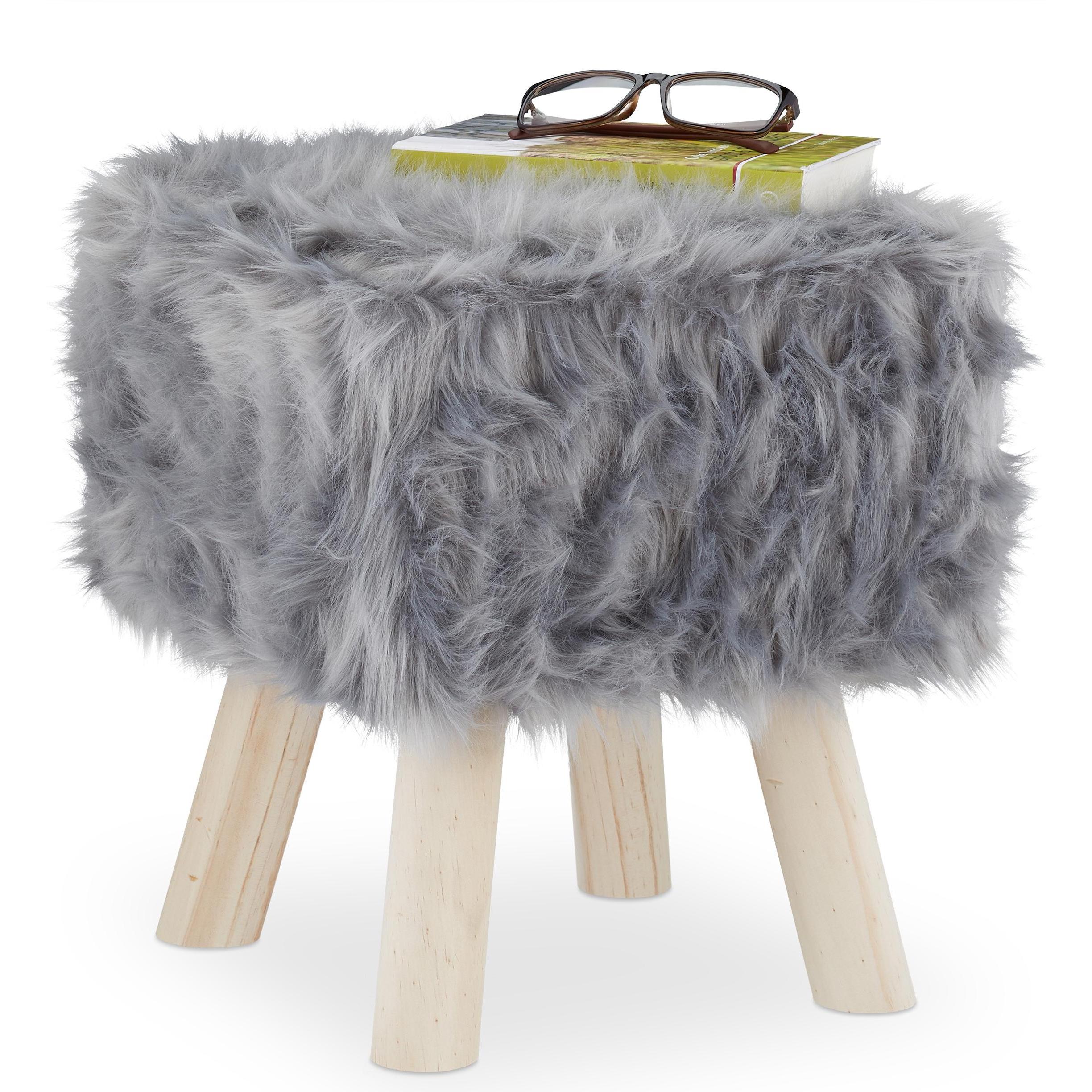 Relaxdays, Hocker + Pouf, Fellhocker