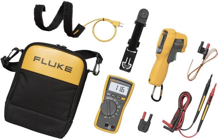 Capacitance, Kalibriert=Nein, Temperatur, Messfunktionen=AC/DC Voltage, Resistance, Kontinuitätsprüfung=Ja, Diode Test, Frequency, AC/DC Current, LoZ Capacitance, Fluke 62 MAX+ Infrared Thermometer, Weitere Messbereiche=Kapazität: 1000 nF bis 9999 uF Temperatur: -40 bis 400 °C LoZ-Kapazität: 1 nF bis 500 μF, Messbereich Spannung=AC: 600 mV ... 600 V DC: 600 mV ... 600 V, Fluke 116/62 MAX+ Hand-Multimeter digital CAT III 600 V Anzeige (Counts): 6000
