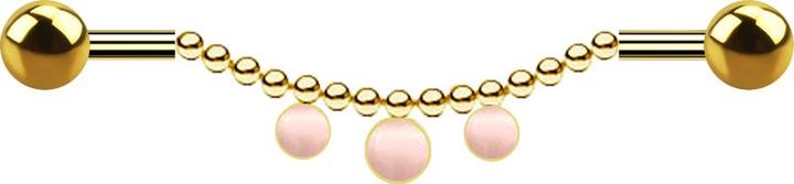 Immagine prodotto Star Piercing Barbagianni placcato oro con due catene a sfera e tre pietre rosa occhio di gatto (Mnerale, Acciaio chirurgico 316L, senza ottone)