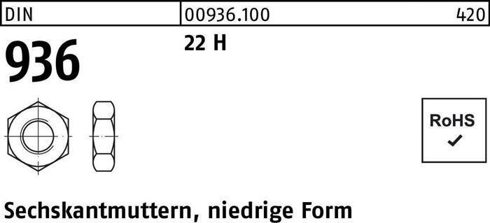 Produktbild Sechskantmutter DIN 936 M 10 22 H (M10)
