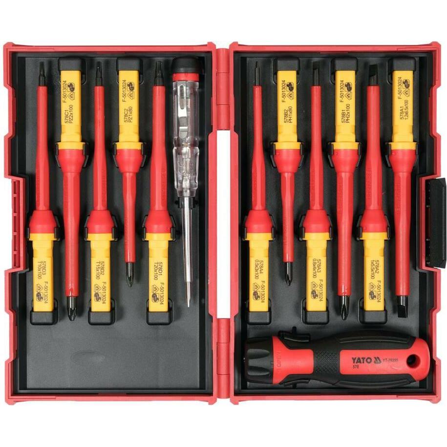 Yato, Schraubenzieher, YT-28295 VDE Schraubendreher-Set 13-teilig Schlitz PH PZ Torx austauschbar