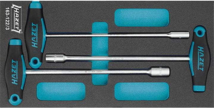 HAZET Steckschlüssel Satz ∙ mit T-Griff 163-122/3 ∙ Aussen Sechskant Profil ∙ 8 ∙ 10 ∙ 13 ∙ Anzahl W…