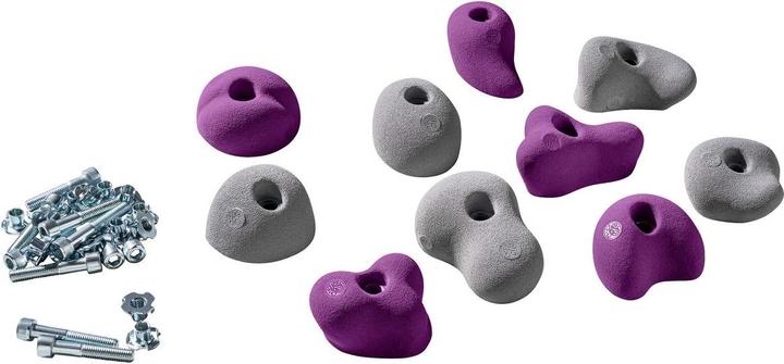 Actual product image Kletterbude Climbing holds for children complete set StarterKids sprouts, made in Germany (Purple-grey)