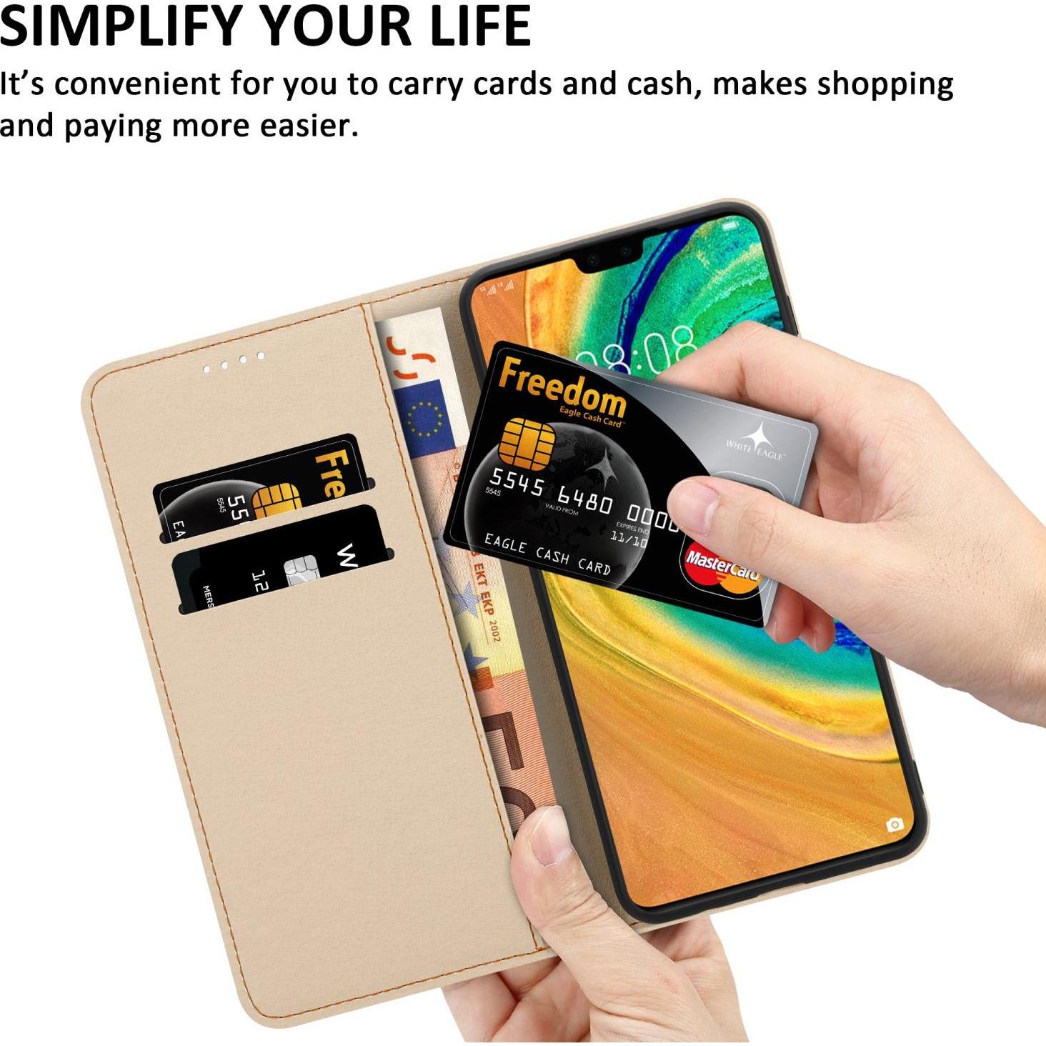 Thumbnail - Cadorabo Book Hülle mit Print (Huawei Mate 30), Smartphone Hülle, Rosa