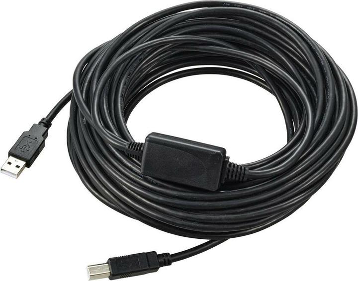 Produktbild Renkforce USB-Kabel USB 2.0 USB-A Stecker, USB-B Stecker 15.00 m Schwarz Aktiv m (15 m, USB 2.0, 2.50 W)