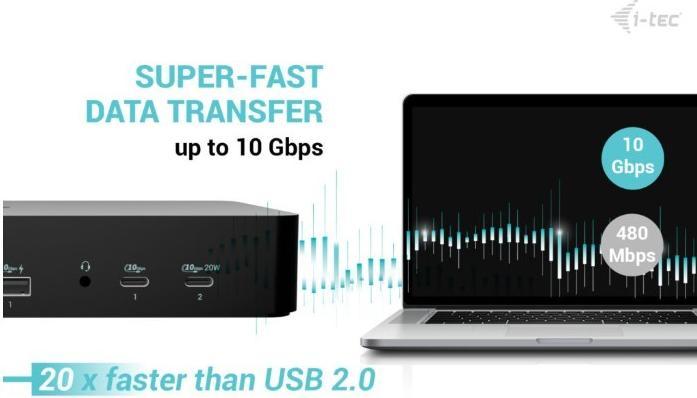 Produktbild i-tec USB-C/A Intelligent Dual DS+PD100W, Universal (USB-A, USB-C)