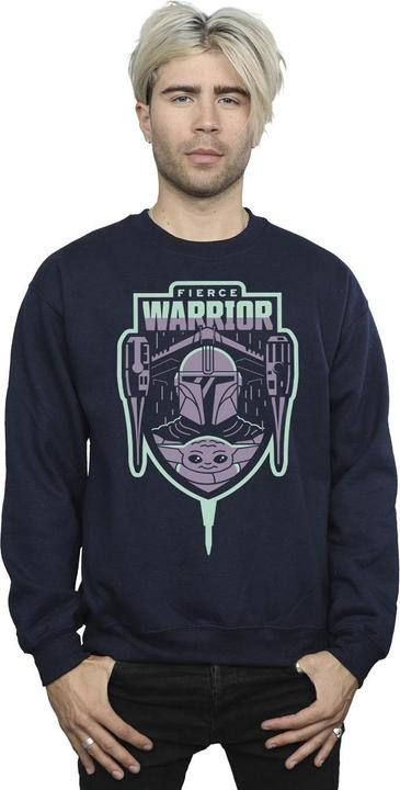 Actual product image Star Wars Mens The Mandalorian Fierce Warrior Patch Sweatshirt (L)