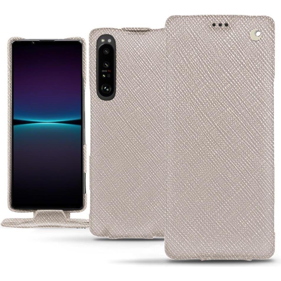 Noreve Lederschutzhülle vertikal (Sony Xperia 1 IV), Smartphone Hülle, Beige