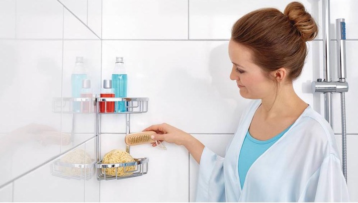Actual product image tesa ALUXX shower tray incl. adhesive solution without drilling (18 x 18 x 26.5 cm)