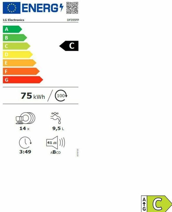 Energie-Label LG Geschirrspüler Df355Fp