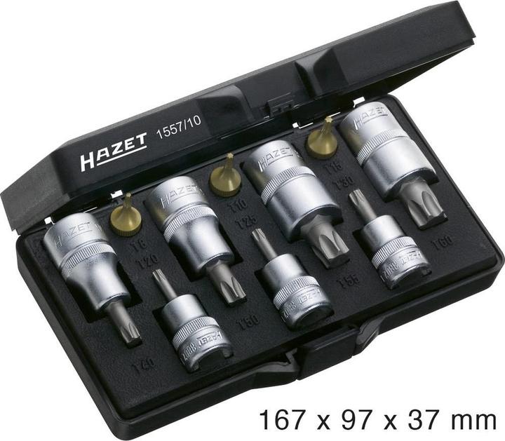 Produktbild HAZET Werkzeug Satz ∙ TORX 1557/10 ∙ Vierkant6,3 mm (1/4 Zoll), Vierkant10 mm (3/8 Zoll), Vierkant…