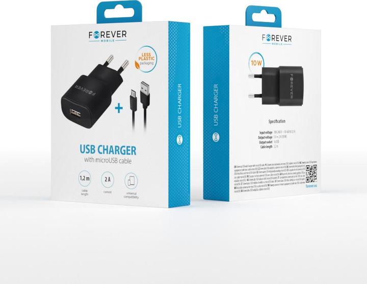 Immagine prodotto Forever Caricatore TC-01 1x USB 2A nero + cavo microUSB (10 W)