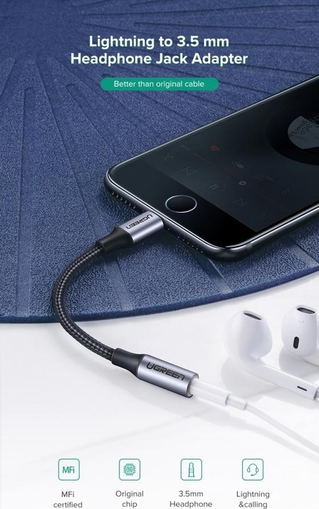 Image du produit Ugreen Adaptateur Lightning vers jack 3,5 mm (Lightning, Prise de 3,5 mm)