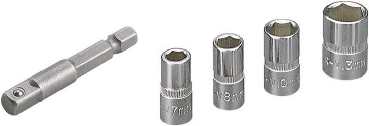 Produktbild wolfcraft 1 Steckschlüssel-Set 5-tlg. SW 7,8,10,13 (10 mm, 13 mm, 7 mm, 8 mm)