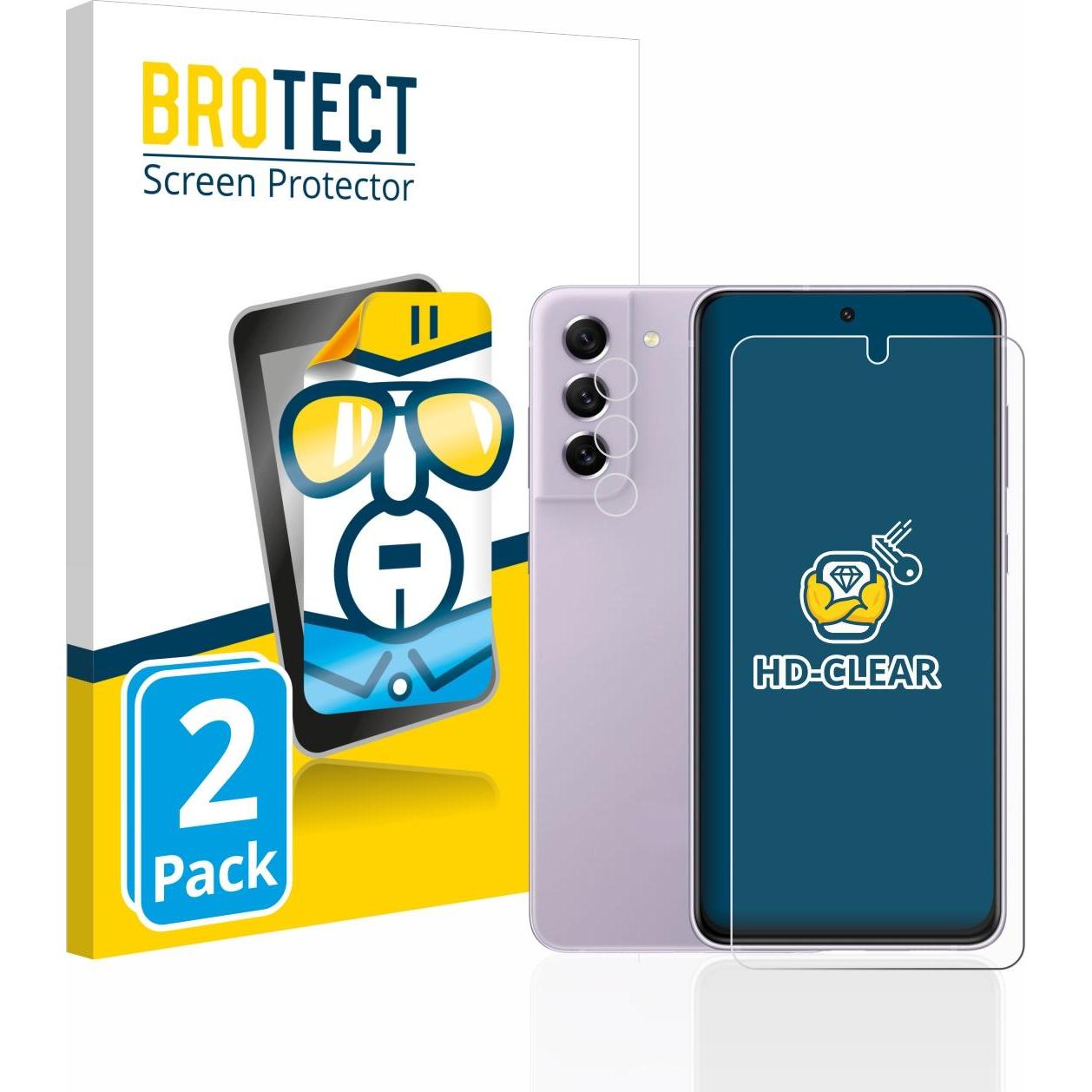 BROTECT Schutzfolie Displayschutz Klar (2 Stück, Samsung Galaxy S21 FE 5G), Smartphone Schutzfolie, Transparent