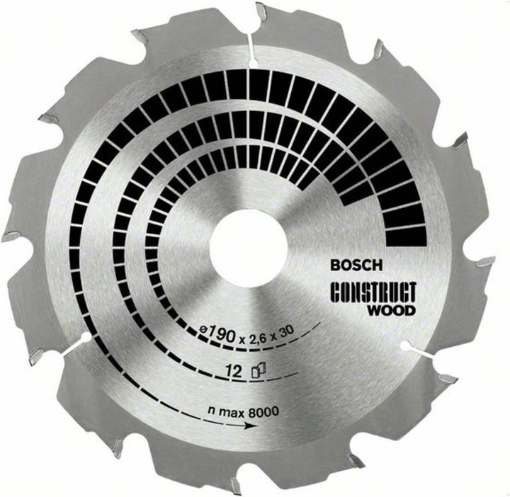 Bosch Professional Zubehör PRO Construct Wood Kreissägeblatt, 190 x 2,6 x 20 mm